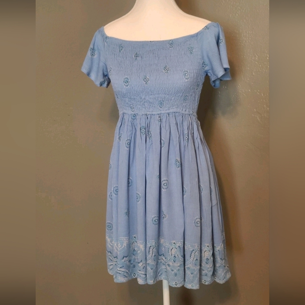 American Rag Juniors Small Blue Embroidered Women's Smocked Dress NWT - Picture 10 of 10